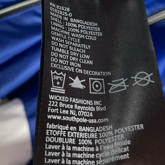 SOUTHPOLE Jacket Mens XXL Full Zip Windbreaker Y2K Blue Black White Stripe - Picture 15 of 16